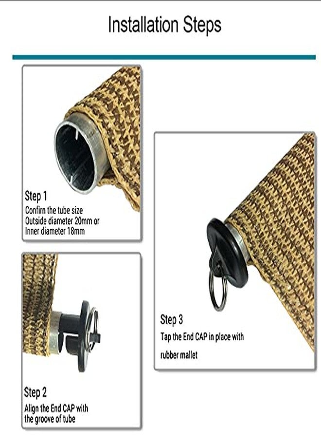 CACELY طقم أغطية طرفية مطاطية سوداء من CACELY Coolaroo لستائر Coolaroo الخارجية اللاسلكية (مجموعة من قطعتين) - Image 2